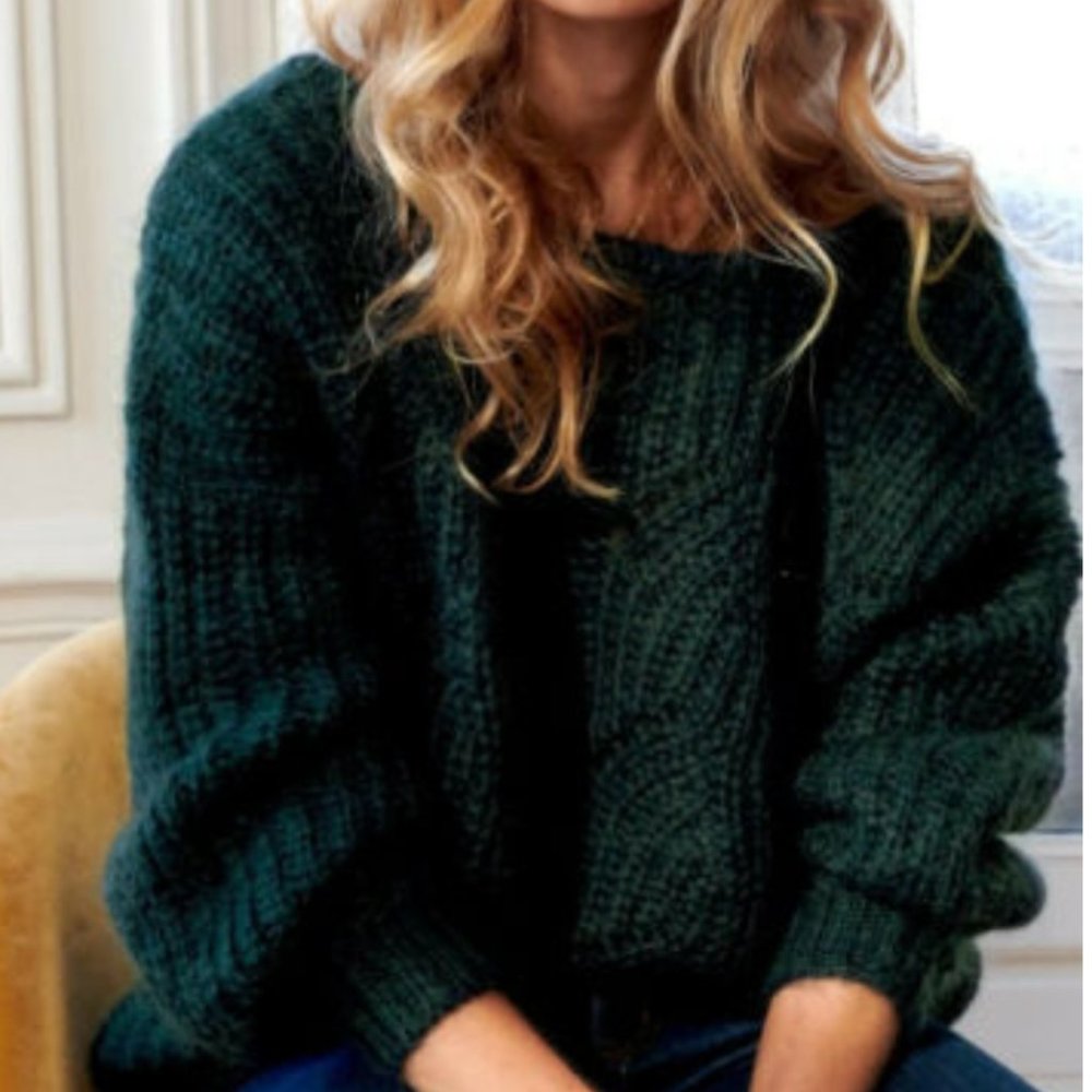 Sezane Simone Jumper Bottle Green Size M